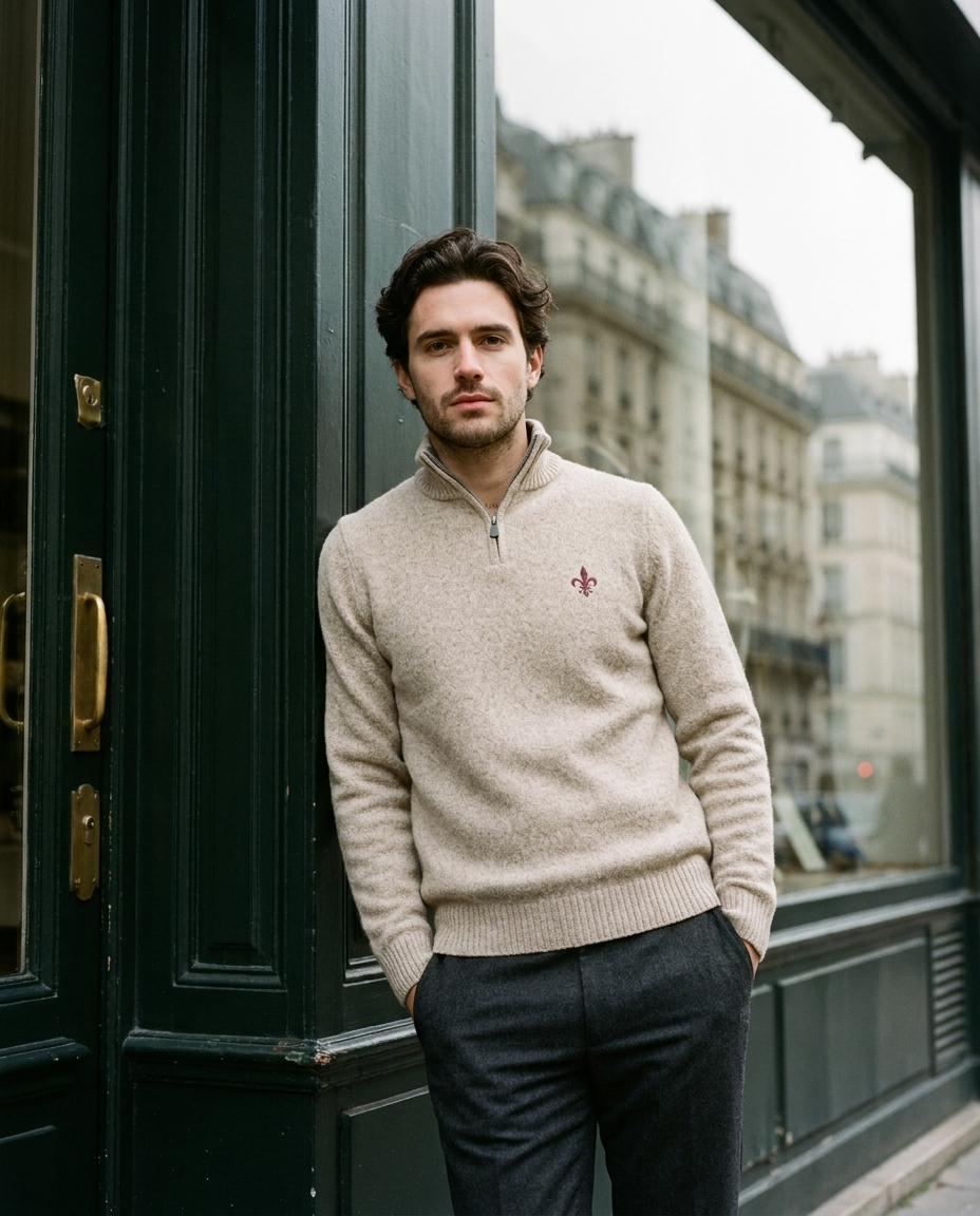 Pull en laine camionneur Vallery Beige