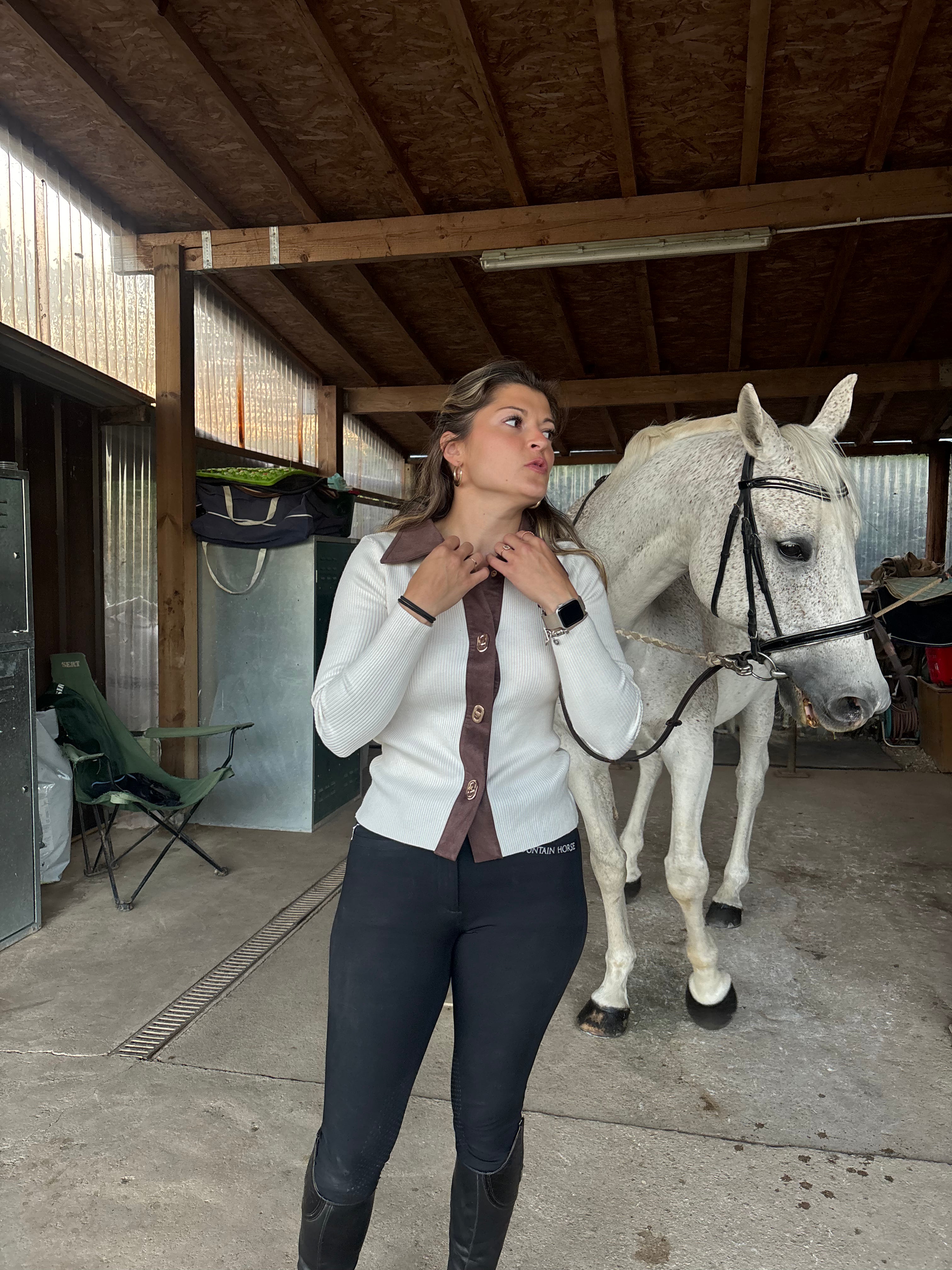 Gilet Femme Chambord — polo manches longues maille côtelée