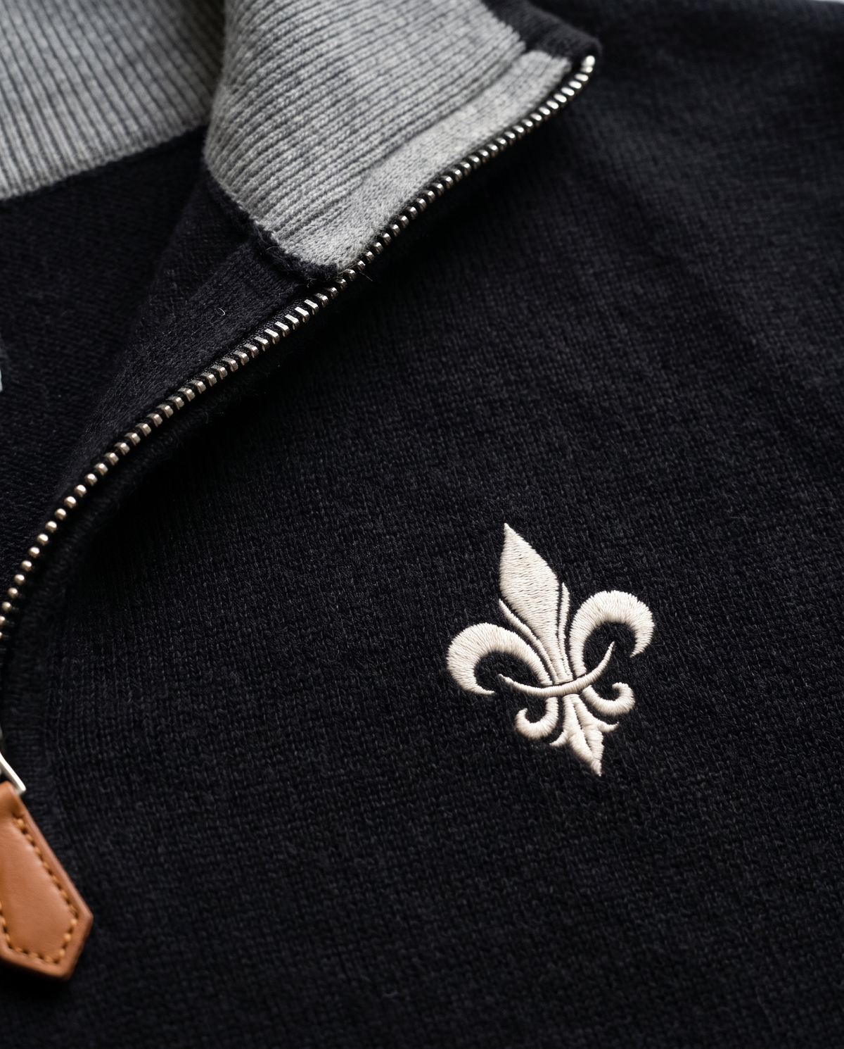 Pull Homme Cheverny — demi-zip maille laine