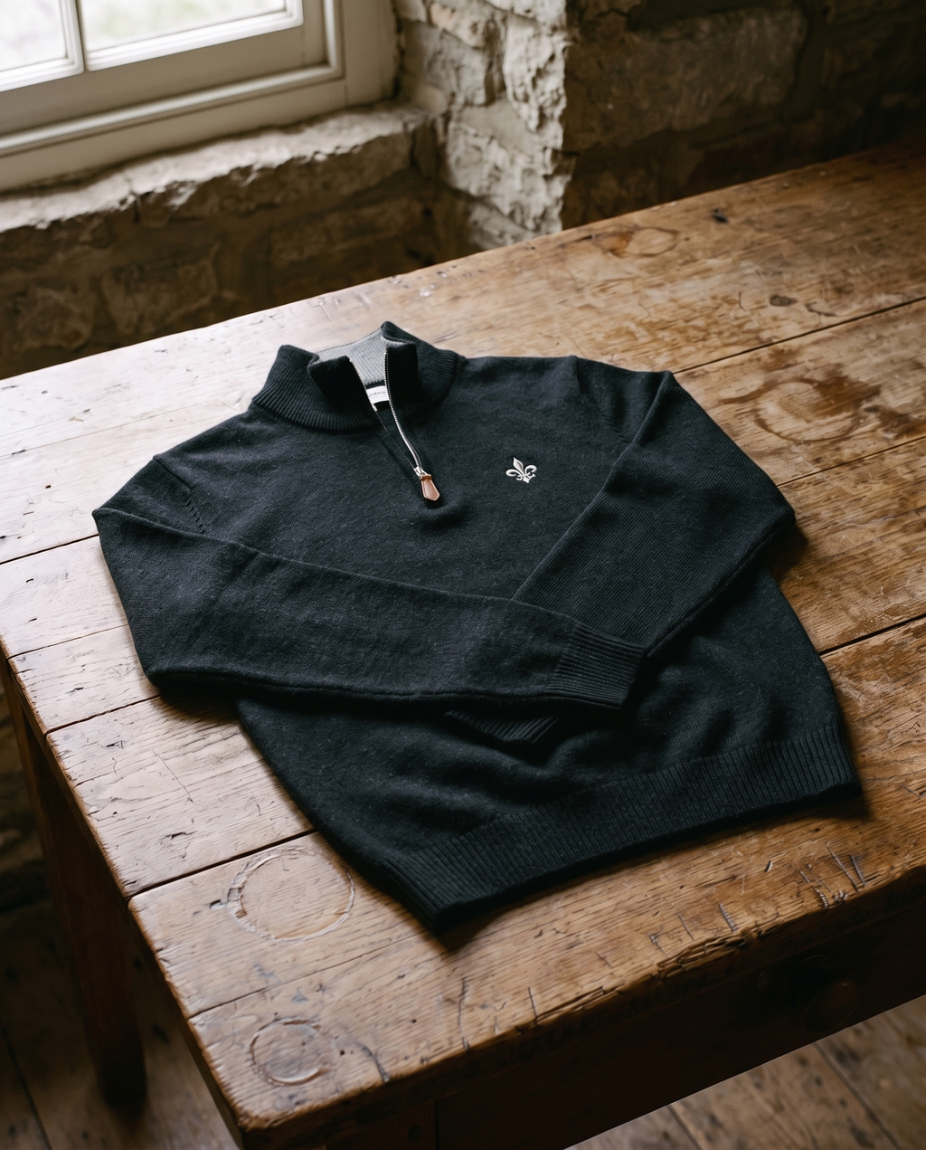 Pull Homme Cheverny — demi-zip maille laine